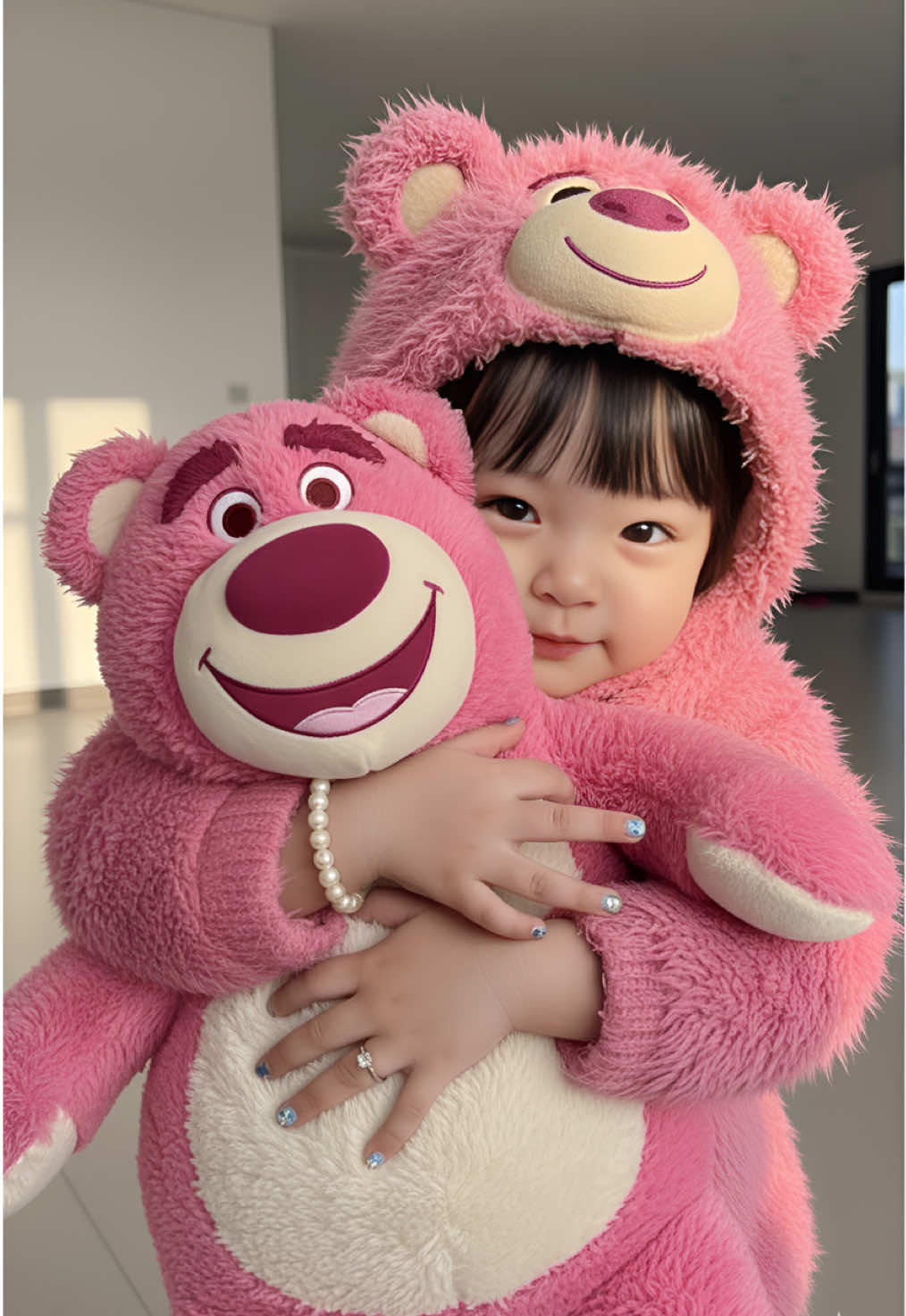 Lucu-lucu banget guys 🤩 Prompt : Ubahlah foto ini, anak berusia 3 tahun sedang berfoto sambil memegang boneka kecil beruang coklat, binekanya menghadap lurus ke kamera. Ekspresi anak tertawa bahagia Anak memakai kostum beruang penuh bulu2 panjang warna coklat. pakai poni lurus depan menutupinsemua dahi. Aksesori: gelang rantai warna gold ada kerincing2, cincin warna gold kecil simpel di jari kanan, nail art coklat muda motif bunga. Cahaya matahari sore menyinari wajahnya dari arah samping, menciptakan efek warm glow yang menonjolkan rona kulitnya yang halus, bercahaya, dan natural.Wajah wanita tersebut menampilkan ekspresi lembut. Kucing yang ia peluk menatap lurus ke arah kamera dengan ekspresi menggemaskan dan sedikit terkejut.Latar belakang foto menunjukkan ruangan minimalis dengan dinding berwarna terang, dipenuhi cahaya alami dari jendela, memberikan suasana hangat dan tenang khas momen di pagi atau sore hari. Pencahayaan alami yang lembut menambah kesan realistik, hangat, dan nyaman pada keseluruhan foto.Gaya foto: close-up portrait, natural daylight, cozy home setting. Rasio: 4:5 atau 3:4 (potret setengah badan). Pencahayaan: golden hour sunlight, warm tone, soft natural light. Suasana: hangat  #CapCut #cutebaby #geminiai #prompt #jointrend 