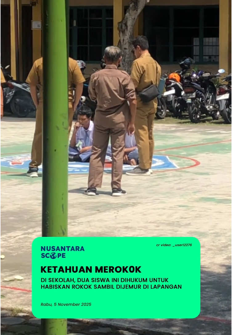 Dua orang siswa sekolah SMA ini dihukum untuk habiskan rokok mereka di tengah lapangan sekolah setelah ketahun merok0k di sekolah. Disaksikan guru dan ditonton siswa lainnya yang berada di area lingkungan sekolah. Cr video: _user12276 - DM untuk credit/ remove video #nusantarascope #onnusantarascope #berita #sekolah #merokok #hukum #siswa #viral #indonesia 