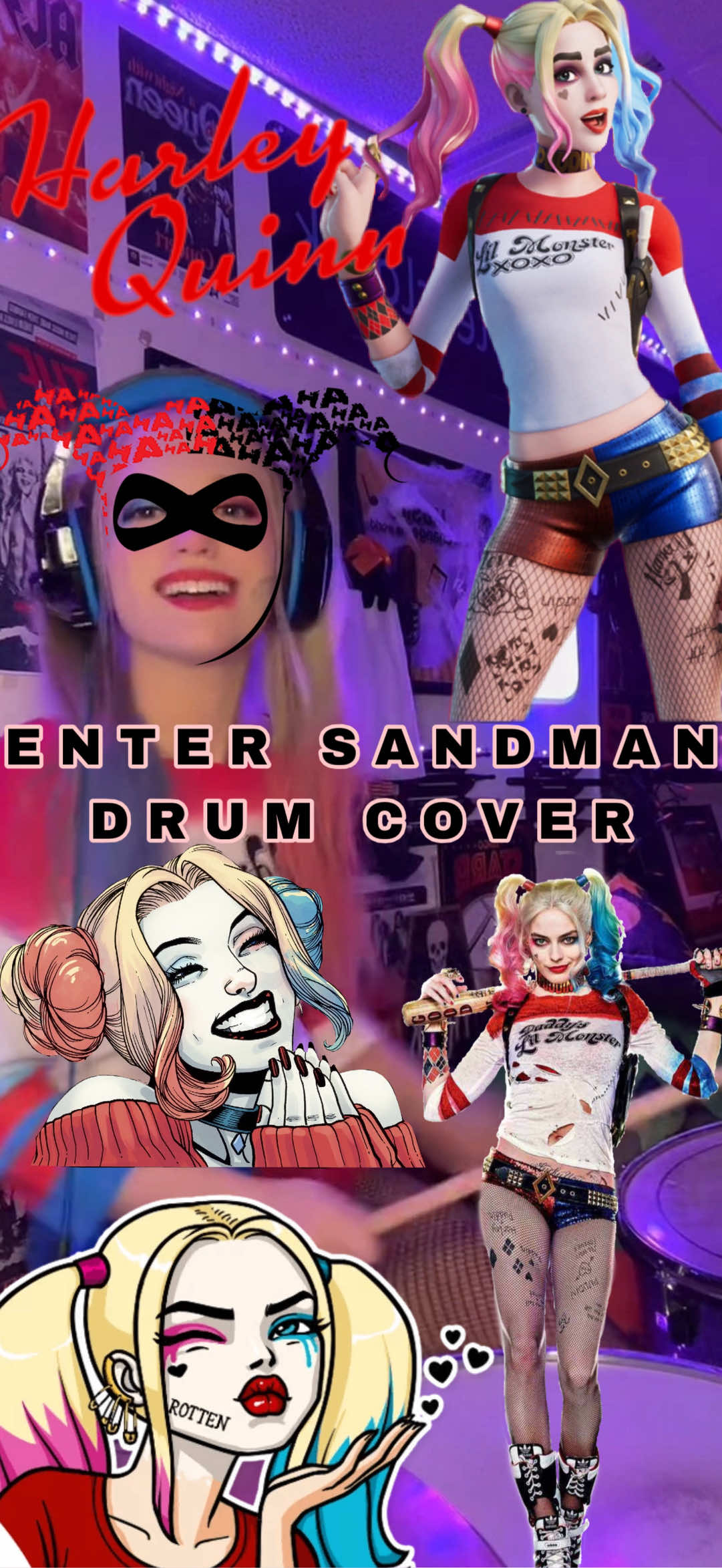 ❤️🤭 #halloween #harleyquinn #drums #drummer #femaledrummer 