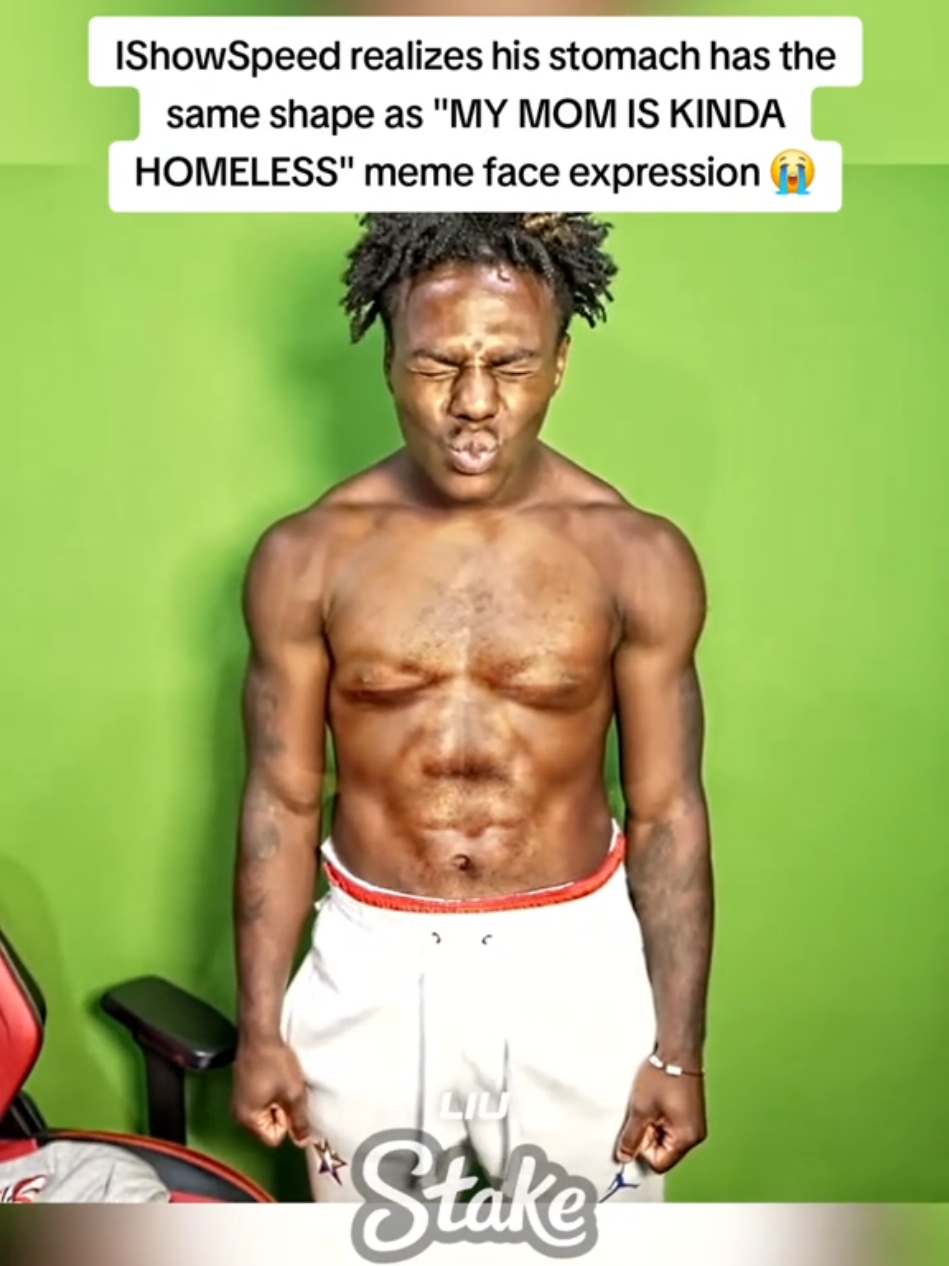 IShowSpeed realizes his stomach has the same shape as 