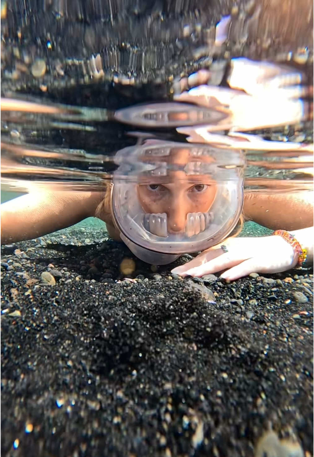 Yeah I’ll still get in even if it’s 4 inches of water to see some sand boils on a black sand beach 😊🖤 #sandboils #blacksandbeach #freediver #underwater #springs 