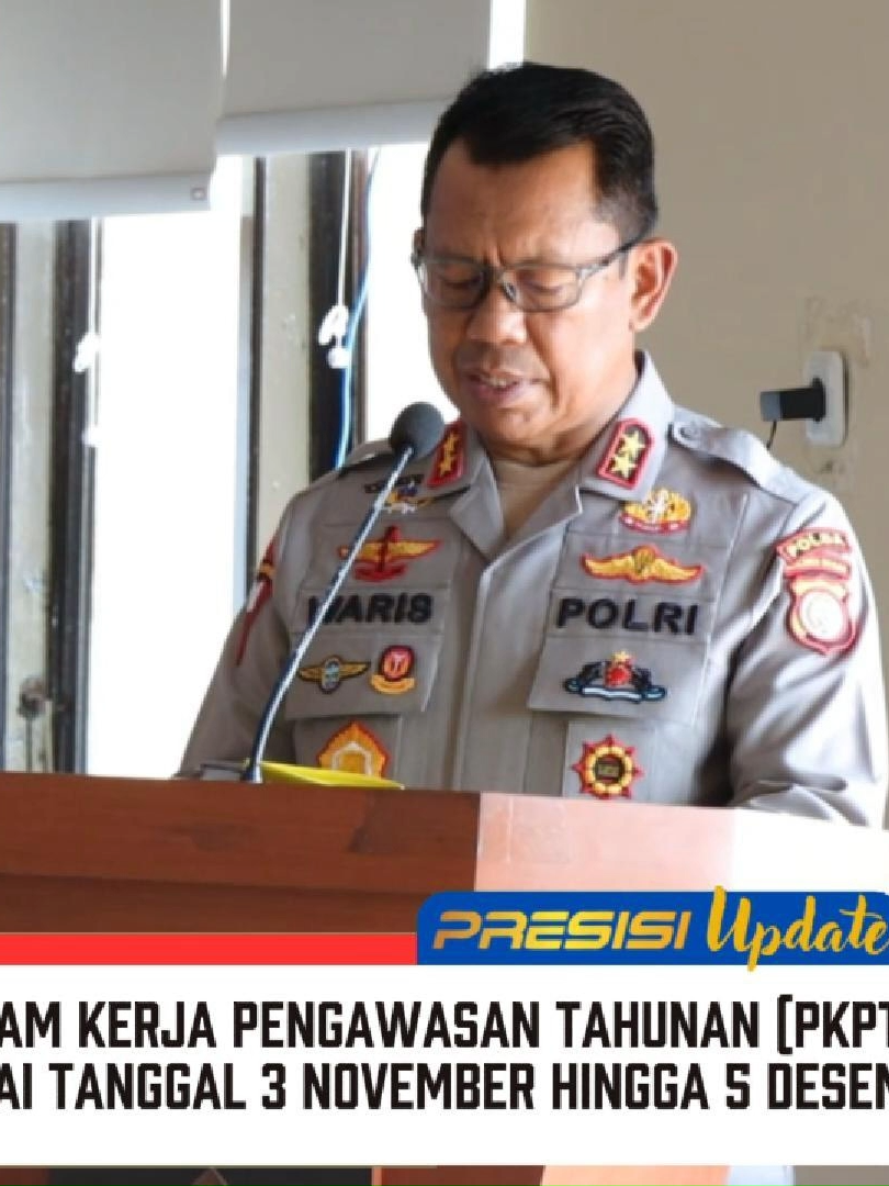 Kapolda Maluku Utara Hadiri Taklimat Awal Audit Kinerja Itwasda Polda Malut Tahap II TA 2025 Kepala Kepolisian Daerah Maluku Utara, Irjen Pol. Drs. Waris Agono, M.Si, menghadiri sekaligus memberikan sambutan pada kegiatan Taklimat Awal Audit Kinerja Itwasda Polda Maluku Utara Tahap II Aspek Pelaksanaan dan Pengendalian Tahun Anggaran 2025 terhadap Satker dan Satwil jajaran Polda Maluku Utara, Sofifi. Dalam sambutannya, Kapolda menyampaikan bahwa kegiatan audit kinerja ini merupakan bagian dari pelaksanaan Program Kerja Pengawasan Tahunan (PKPT) yang dilaksanakan selama 19 hari, mulai tanggal 3 November hingga 5 Desember 2025. 