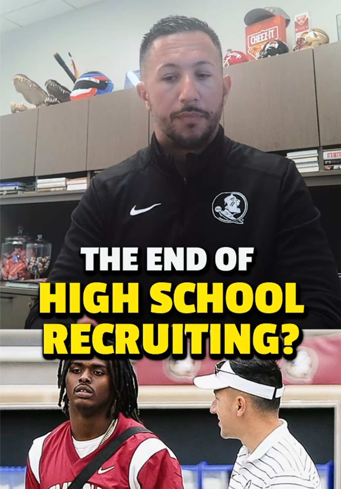 Will high school recruiting end? 🤔 I asked Florida State GM Darrick Yray about how he balances high school recruiting vs the transfer portal.  His answer. #cfb #CollegeFootball 
