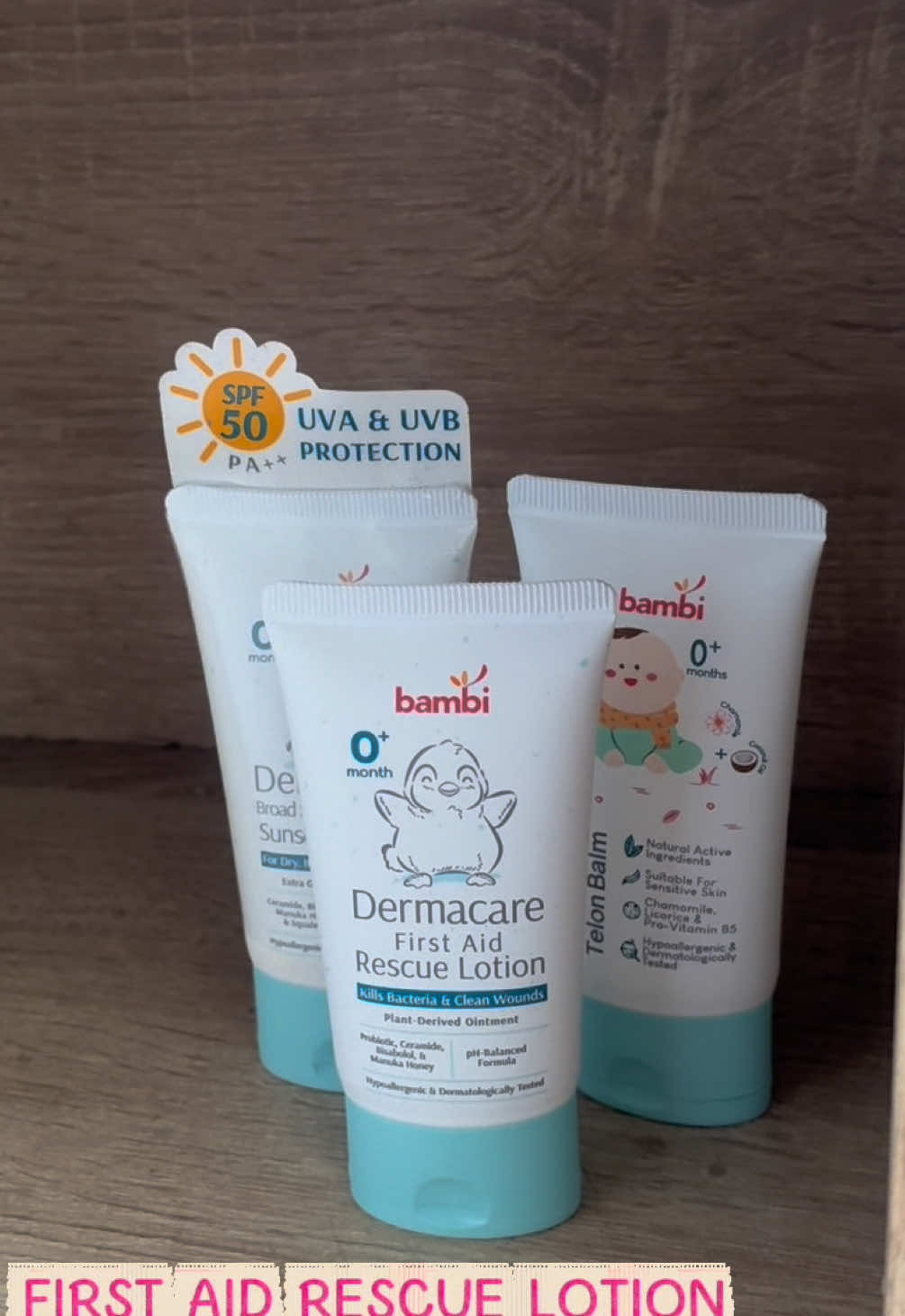 Gak khawatir kulit si kecil kena polusi bahkan luka karena terjatuh karena aku selalu sedia Dermacare First Aid Rescue Lotion dari @Bambi Baby  #IbuPercayaBambi  #DermacareFirstAidRescueLotion  #Bambi 