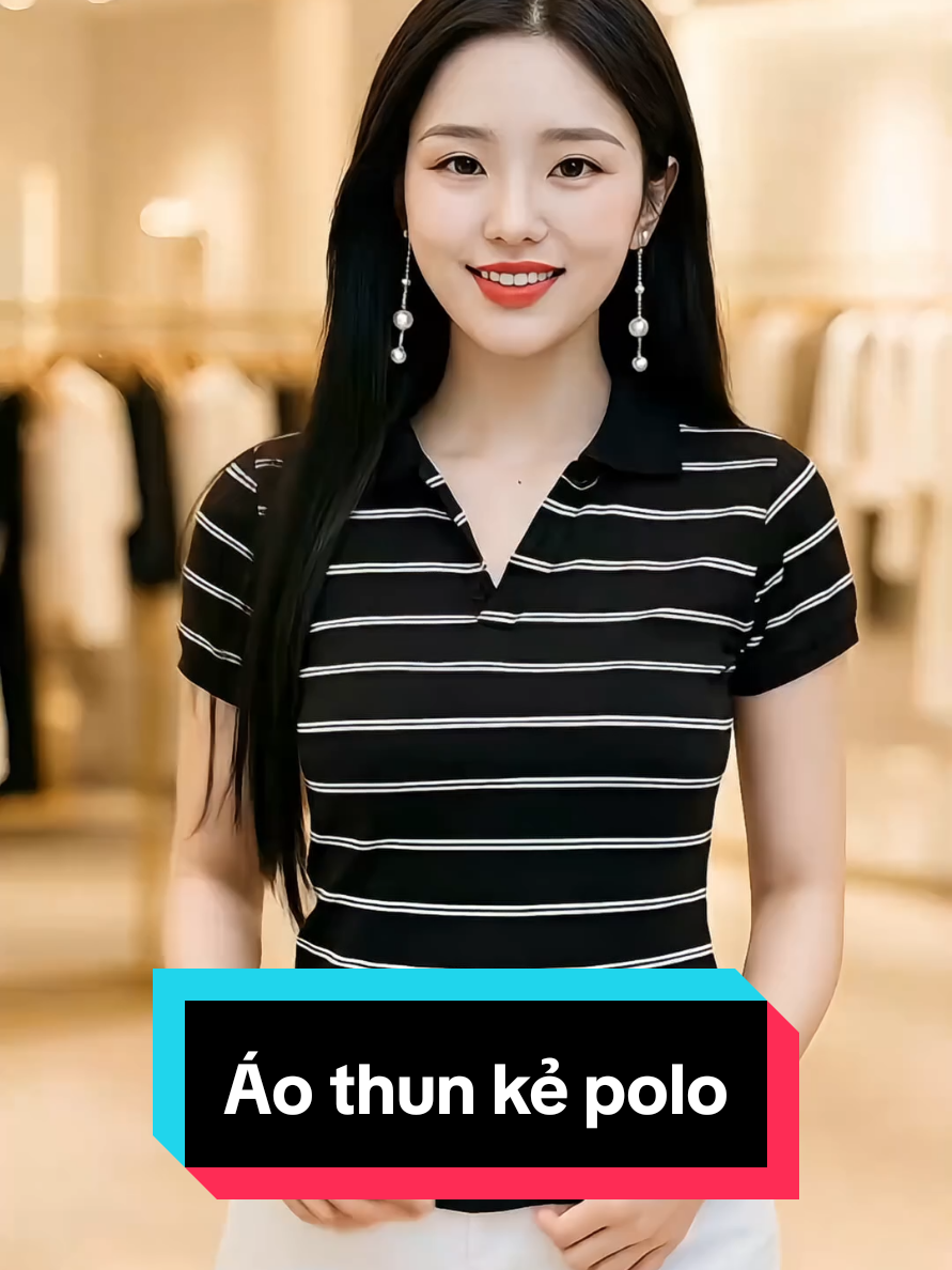 Áo thun kẻ ngang cổ polo #aothunbigsize #aothunnugiare #aothunnuxinh 