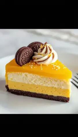 🍰🌼 Yellow Velvet Cheesecake 🌼🍰 Ingredients: For the Yellow Velvet Cake Base: 1½ cups all-purpose flour 1 cup granulated sugar ½ teaspoon baking soda ¼ teaspoon salt ¾ cup buttermilk, room temperature ½ cup vegetable oil 2 large eggs, room temperature 1 teaspoon vanilla extract ½ teaspoon white vinegar 1 teaspoon yellow food coloring (adjust for desired shade) For the Cheesecake Layer: 16 ounces (2 packages) cream cheese, softened ¾ cup granulated sugar 2 large eggs 1 teaspoon vanilla extract ½ cup sour cream For the Frosting or Topping (Optional): 1 cup heavy whipping cream 3 tablespoons powdered sugar ½ teaspoon vanilla extract Lemon zest or white chocolate curls (for garnish) Directions: Preheat the Oven: Set your oven to 325°F (160°C). Grease and line a 9-inch springform pan with parchment paper for easy removal. Make the Yellow Velvet Batter: In a medium bowl, whisk together the flour, sugar, baking soda, and salt. In another bowl, mix the buttermilk, oil, eggs, vanilla, vinegar, and yellow food coloring until smooth and creamy. Gradually combine the wet and dry ingredients, mixing until no lumps remain. Pour half of this batter into the prepared pan, spreading evenly. Prepare the Cheesecake Layer: In a large bowl, beat cream cheese until smooth and fluffy. Add sugar and mix until fully dissolved. Beat in eggs one at a time, followed by vanilla extract and sour cream. Mix until smooth and creamy. Assemble the Layers: Carefully pour the cheesecake mixture over the yellow velvet cake layer. Spoon the remaining cake batter gently over the cheesecake layer, spreading lightly to cover the surface. Bake the Cheesecake: Place the pan on a baking sheet and bake for 55–65 minutes, or until the center is set but slightly wobbly. Turn off the oven, crack the door open slightly, and allow the cheesecake to cool inside for 1 hour. Chill: Once cooled, refrigerate the cheesecake for at least 4 hours or overnight to allow it to firm up. Make the Whipped Cream Topping (Optional): Beat heavy cream, powdered sugar, and vanilla extract together until soft peaks form. Spread or pipe over the chilled cheesecake. Serve and Garnish: Top with lemon zest or white chocolate curls for a bright and elegant finish. Slice and enjoy this velvety, sunshine-hued treat! Nutritional Information: ⏰ Prep Time: 25 minutes | Cooking Time: 60 minutes | Chilling Time: 4 hours 🔥 Kcal: 480 kcal per serving | 🍽️ Servings: 10 slices #YellowVelvetCheesecake #VelvetCake #CheesecakeDelight #BakingBliss #SunnyDesserts 