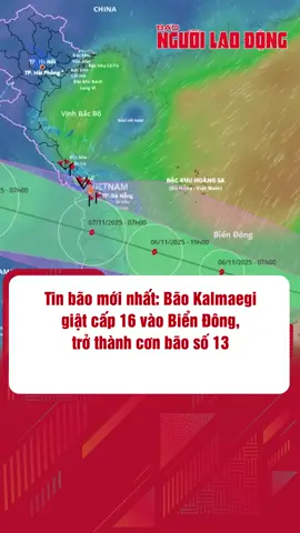 Bão Kalmaegi giật cấp 16 tiến vào Biển Đông, trở thành cơn bão số 13 năm 2025, dự báo ảnh hưởng trực tiếp từ Đà Nẵng đến Khánh Hòa, gây gió mạnh, sóng cao và mưa lớn kéo dài. Khu vực ven biển cần đề phòng ngập úng, sạt lở, sóng tràn đê và ảnh hưởng đến tàu thuyền, nuôi trồng thủy sản. #baokalmaegi #baoso13 #biendong #tintuc #tiktok #baonguoilaodong