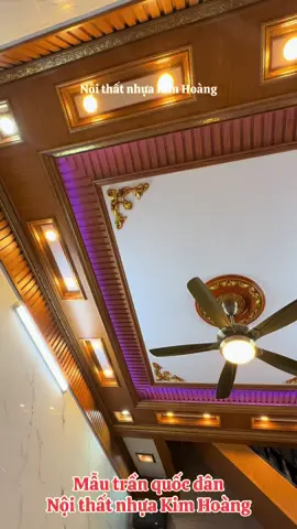 Mẫu trần 2 cấp giả 3 Kim Hoàng thiết kế thi công tại Long Bien@Trần Chơn 01 #noithatnhuakinhoang #phongkhach #xuhuong #noithatnhuacaocapkimhoang #tancodien 