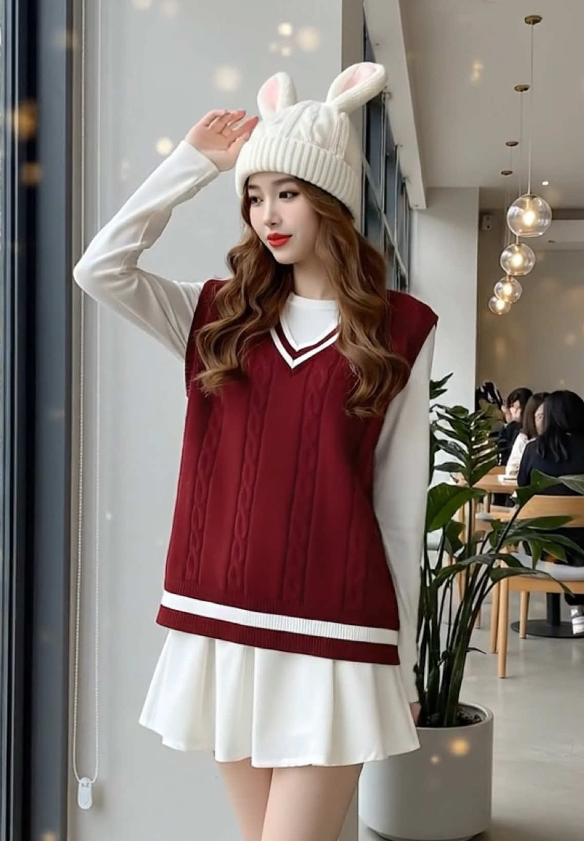 Áo Gile len nữ viền cổ đen #tiktokshop #thoitrangnu #aokhoacnu #aogilehanquoc 