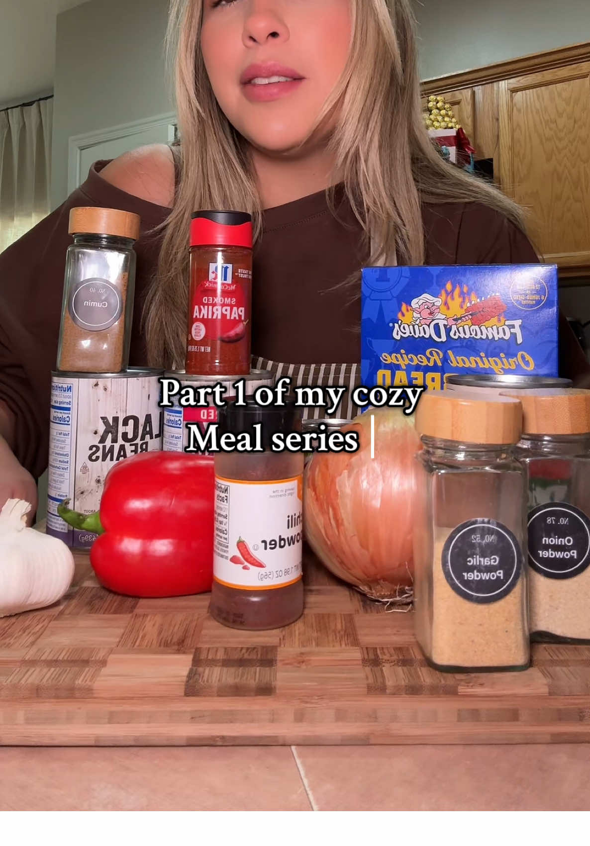 Quick Weeknight Chili  (1 lb Ground Beef) Serves 4–6 Ingredients: 	•	1 lb ground beef (97/3 or 90/10 works great) 	•	1 can black beans, drained & rinsed 	•	1 can kidney beans, drained & rinsed 	•	1 red bell pepper, diced 	•	1 small onion, diced 	•	3–4 cloves garlic, minced 	•	1 can (14.5 oz) diced tomatoes with jalapeños 	•	1 can (8 oz) tomato sauce 	•	2 cups chicken bone broth 	•	1–2 tbsp chili powder 	•	1 tsp smoked paprika 	•	1 tsp cumin 	•	1 tsp onion powder 	•	1 tsp garlic powder 	•	½ tsp oregano 	•	Salt & black pepper to taste 	•	Optional: pinch of cayenne for heat 	•	Optional toppings: cheddar cheese, sour cream or Greek yogurt, diced onions, cilantro, jalapeño slices Instructions: 	1.	Heat a large pot or Dutch oven over medium heat. 	2.	Add the ground beef and season with salt and pepper. Brown until no longer pink (about 5–6 minutes). 	3.	Add the diced onion, red bell pepper, and garlic. Sauté 3–4 minutes until softened. 	4.	Add all the spices (chili powder, paprika, cumin, onion powder, garlic powder, oregano, salt, pepper). Stir to coat the meat and veggies for 30 seconds to bloom the spices. 	5.	Pour in the diced tomatoes with jalapeños, tomato sauce, and bone broth. Stir. 	6.	Add the black beans and kidney beans. Stir to combine. 	7.	Bring to a gentle boil, then reduce heat and simmer uncovered for 15–25 minutes, depending on how thick you want it. 	8.	Taste and adjust seasoning (more chili powder or salt if needed). Serve with: shredded cheese, Greek yogurt/sour cream, cilantro, jalapeños & tortilla chips  #chili #chilirecipe #cozymeals #series #izzysrecipes 