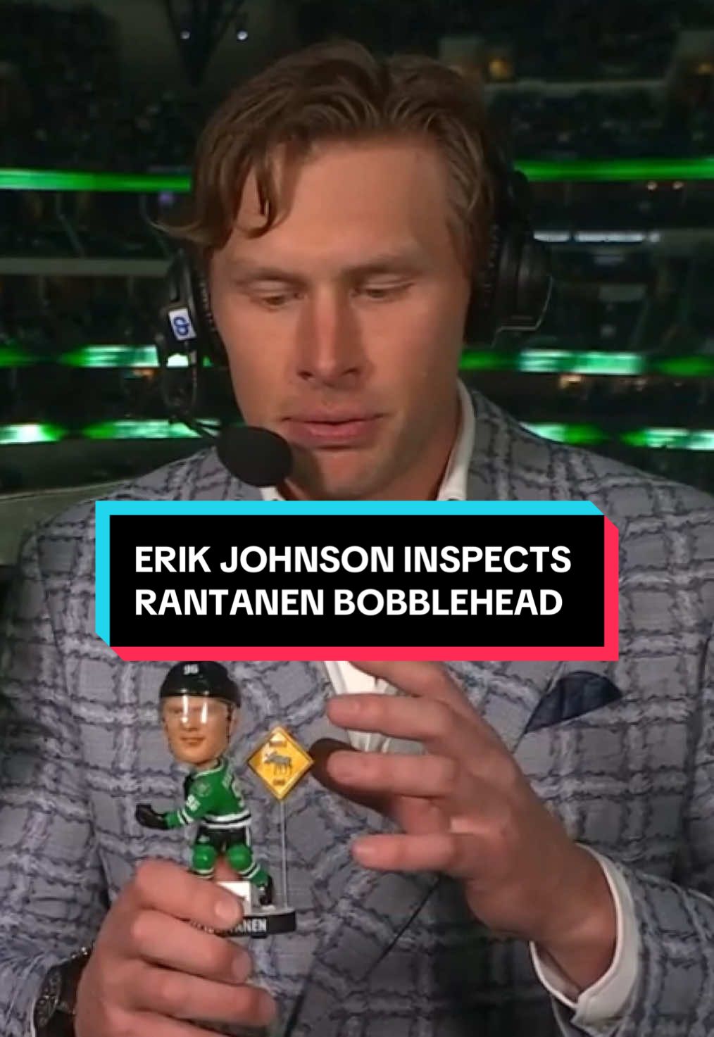 “it’s like putting a garbage can on your head” 😆 #NHL #blooper #MikkoRantanen #ErikJohnson #hockey 