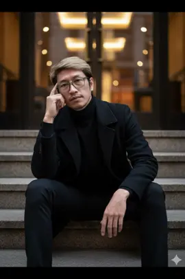 หาภาพให้เพื่อนๆ นั่งโฟสต์เท่ๆ  Prompt: A cinematic urban portrait of me, keeping my real face unchanged. I am sitting casually on outdoor stone steps in front of a building entrance, leaning slightly forward with a confident and contemplative posture. My left elbow rests on my knee, with my hand raised to my temple in a thoughtful gesture, while my right arm hangs more loosely, with my hand extended downward in a relaxed position. My legs are bent naturally, spreading apart for a grounded and strong presence. My gaze is directed toward the camera, steady and intense, with a calm yet powerful expression. I am wearing a black outfit: a fitted turtleneck sweater layered under a black coat with a wide collar and subtle texture. The coat has a tailored yet modern look, made of slightly matte fabric that absorbs light to create depth. My trousers are also black and slim-fitted, completing the clean, monochromatic style. No visible accessories — emphasizing minimalism and sophistication. Background: Part of an urban building with glass doors and warm interior lights softly glowing inside, contrasting with the dark tones of the outfit. Lighting: Warm and diffused, highlighting the face and upper body while casting soft shadows that add cinematic depth. Camera Setup: Slightly low-angle shot (from below), emphasizing strength and presence, framed from the knees up. Focal length equivalent to a 50–85mm portrait lens, creating natural proportions and a shallow depth of field that keeps me sharp while softly blurring the background. Style: Cinematic, moody urban portrait, editorial fashion photography, minimalistic monochrome outfit, professional model vibe. 👉 Use the attached reference photo for my face 100%. The system must reproduce my exact facial structure, hairstyle, skin tone, and expression with no alterations or stylization. #ai #gemini #aiไม่ใช่ภาพจริง #metaai #เทรนด์วันนี้tiktok 