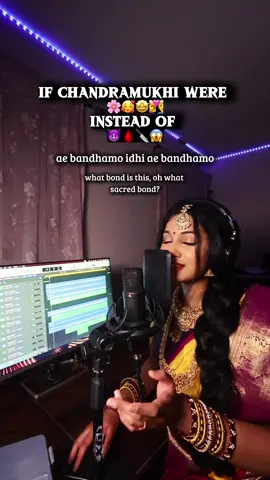 dressed up as the non-scary version of chandramukhi for this romantic cover version 🫡 ( i am actually very scared of her LOL) SO excited to finally collab with @sandispell 🥰 been wanting to do this cover for a WHILEEE and so glad i was able to finally bring it to life with her thank you for helping me out with this coverrr @varun.aiff @sanjana chandrasekar  #chandramukhi #telugumusic #tamilmusic #telugusingers  [chandramukhi, chandramukhi romantic version, tollywood music, chandramukhi love story, telugu movie songs re-imagined]