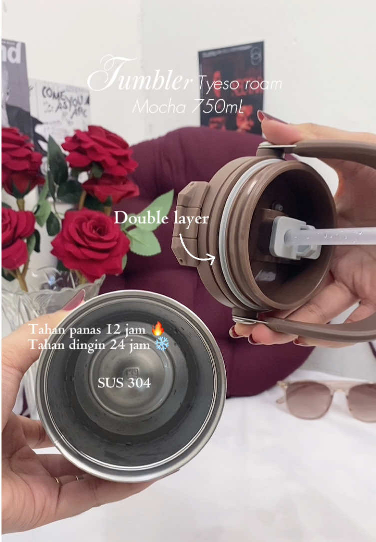 Tumbler Tyeso dua cara minum warna Mocha 🍫🤎 #tyeso #duacaraminum #roam #mocha #timtyeso 
