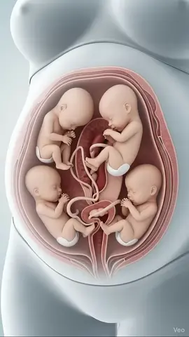 4 babies development inside the womb #animation #healthypregnancy #babydevelopment #anatomy #triplets 