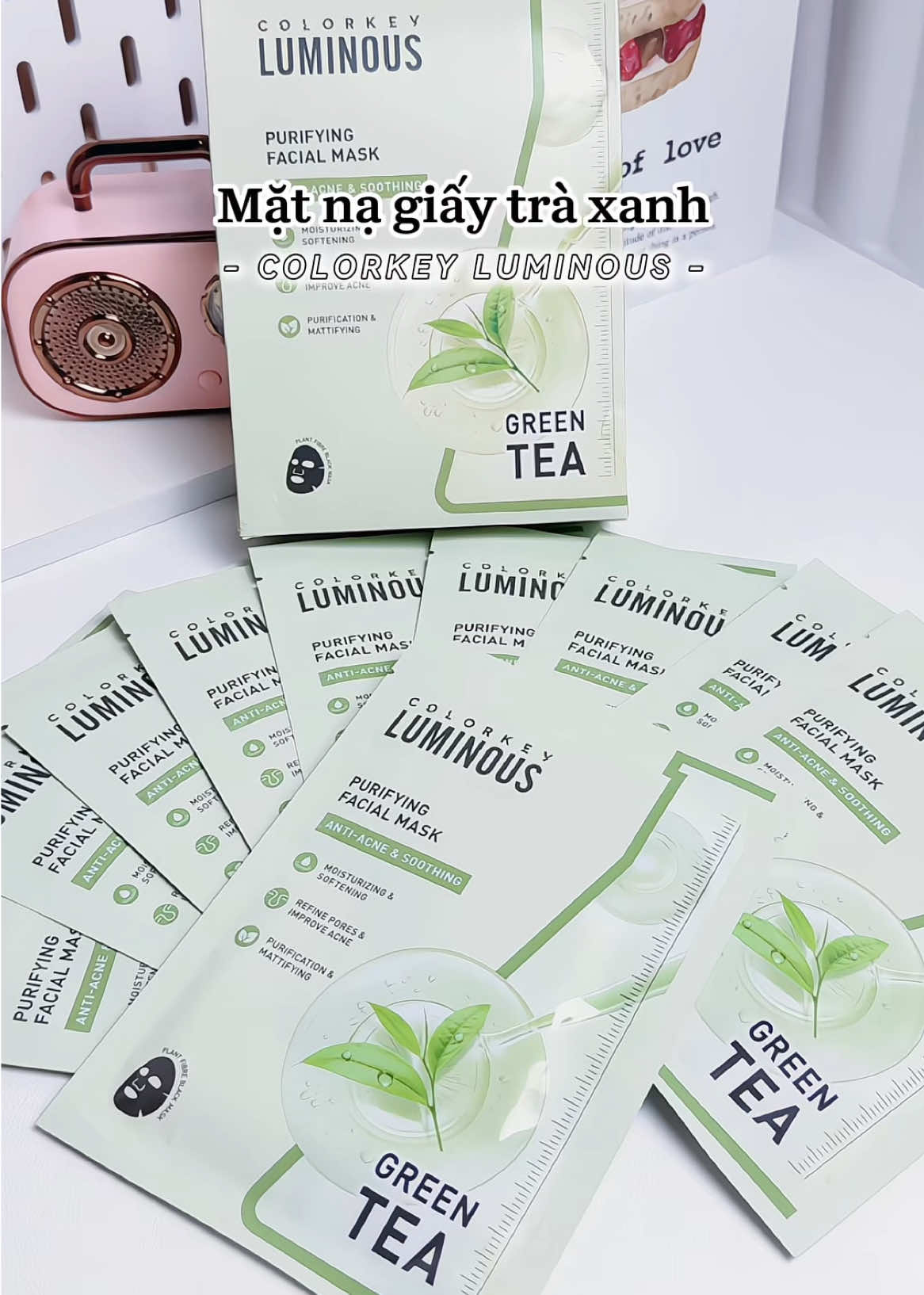 Mặt nạ giấy trà xanh Colorkey #colorkeyluminous #matnatraxanh #dadaumun #matnagiaycolorkey #matnagiay 