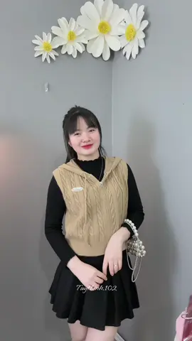 Áo gile len có mũ kéo khoá  #aolen #aogile #xuhuong 