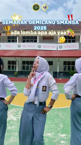Hai, warga SMANSA❗️ Sudah siap jadi bagian dari momen paling ditunggu tahun ini? ✨ SEMARAK GEMILANG SMANSA 2025 ✨ kembali hadir dengan energi baru, semangat baru, dan kesempatan emas buat kamu yang berani tampil dan berprestasi! 🌟 Tahun ini, kami hadir dengan deretan lomba super seru yang siap menguji kreativitas, bakat, dan sportivitasmu yaitu : • Baca Puisi 🗒️ • Atletik 🏃🏻‍♂️ • LCT 🛎️ • Desain Poster 🖼️ • Fashion Show 💃🏻 • Solo Song 🎤 • Duta GENRE 👌🏻 • Duta Sekolah 🏫 Jadi, siapkan dirimu, asah kemampuanmu, dan tunjukkan versi terbaik dari dirimu di panggung kebanggaan SMANSA 🤩❗️ #fyp #organisasi #videopromosi #eventsekolah #smalampung      