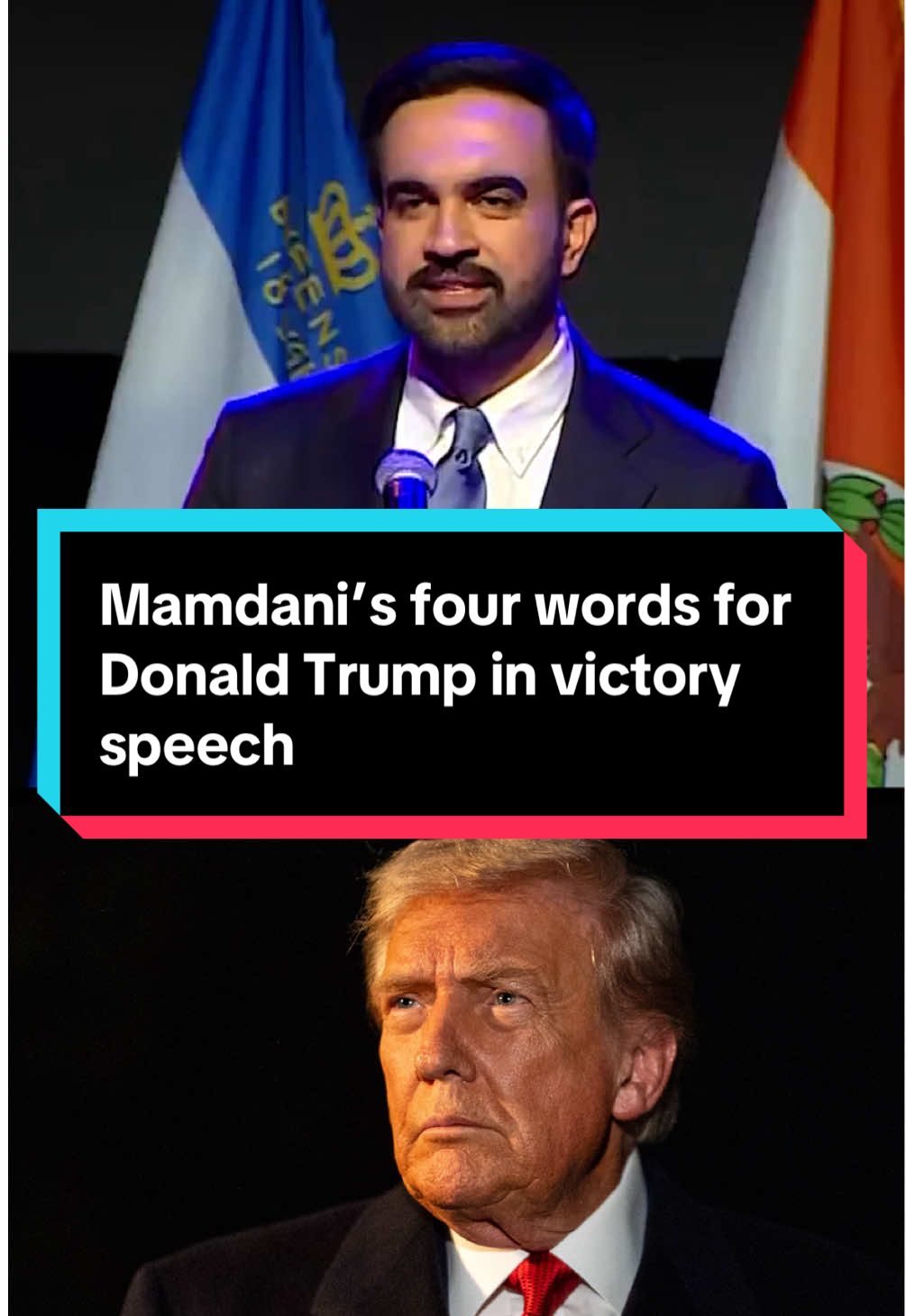 Zohran Mamdani delivers a message to President Donald Trump during his NYC mayoral victory speech. #breakingnews  #trump  #mamdani  #newyork 