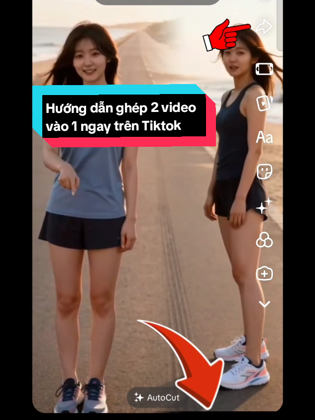Hướng dẫn ghép 2 video vào 1 ngay trên Tiktok #xuhuong #tutorial #edit #edittiktok #video 