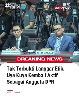Anggota Dewan Perwakilan Rakyat (DPR) dari Fraksi Partai Amanat Nasional (PAN), Surya Utama atau yang lebih dikenal dengan nama Uya Kuya, resmi kembali aktif menjalankan tugasnya sebagai anggota DPR usai Mahkamah Kehormatan Dewan (MKD) memutuskan Uya Kuya tidak terbukti melakukan pelanggaran etik dalam sidang putusan dugaan pelanggaran etik di Kompleks Parlemen, Senayan, Jakarta pada Rabu (5/11/2025). Simak berita selengkapnya di Beritasatu TV, BTV, BeritaSatu.com, & YouTube BeritaSatu! #UyaKuya #DPRRI #KodeEtik #SaatnyaIndonesiaBerbenah #BeritaSatu
