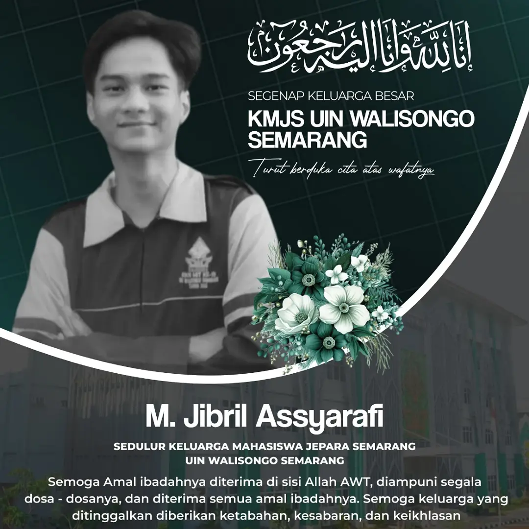 Jibril, Mahasiswa UIN Walisongo Asal Jepara yang Hanyut di Kendal Ditemukan, Begini Kondisinya  HALO JEPARA- Upaya pencarian tiga mahasiswa UIN Walisongo yang hanyut di sekitar lokasi wisata Tubing Jalinggo membuahkan hasil. Dua dari tiga mahasiswa itu berhasil ditemukan Tim SAR gabungan pada Rabu (5/11/2025). Identitasnya yakni M . Jibril Assyarafi (Pendidikan Matematika) yang beralamat di Jalan Ratu Kalinyamat RT 6 RW 9 Desa Krapyak Kecamatan Tahunan Kabupaten Jepara. Satu korban lain yang juga sudah ditemukan yakni Bima Pranawira (Pendidikan Fisika). Sedang satu mahasiswi lainnya yakni Nabila Yulian Desi (Hukum Keluarga Islam) belum ditemukan. Wakil Rektor UIN Walisongo Bidang Akademik dan Kelembagaan Prof Dr Mukhsin Jamil mengatakan hingga Rabu (5/11) siang sudah ada lima mahasiswanya yang ditemukan. Tiga mahasiswa yakni M. Labib Rizqi (Hukum Keluarga Islam), Syifa Nadila (Hukum Keluarga Islam), Riska Amelia (Hukum Keluarga Islam) sudah ditemukan pada Selasa (4/11). Sedang dua lainnya ditemukan hari ini. Saat ditemukan kelima mahasiswa itu sudah dalam kondisi meninggal dunia. 
