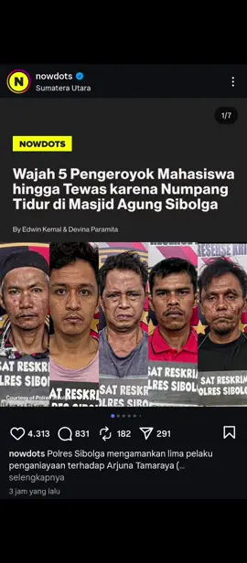 Pengeroyokan Mahasiswa | Hingga tewas | Karena Numpang Tidur di Masjid Agung Sibolga, Bagaimana tanggapan sobat Pralaya? Ss & Coment instagram nowdots #pengkroyokanmahasiswahinggatewas #mahasiswa #masjid #rap 