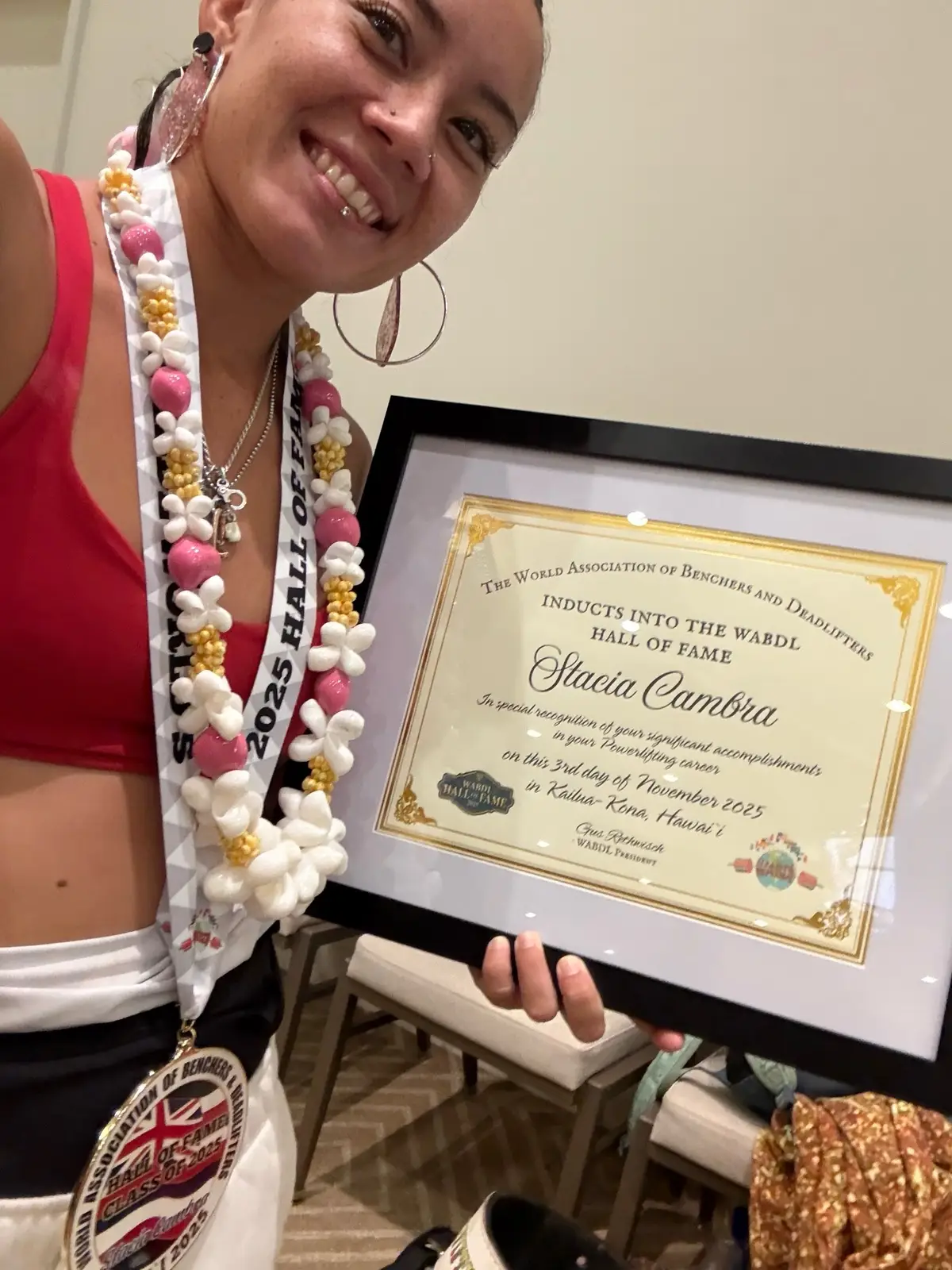 Ya girl got inducted to the WABDL Powerlifting HALL OF FAME GUYS!! 🥹 #fyp #powerlifting #Fitness #hawaii 
