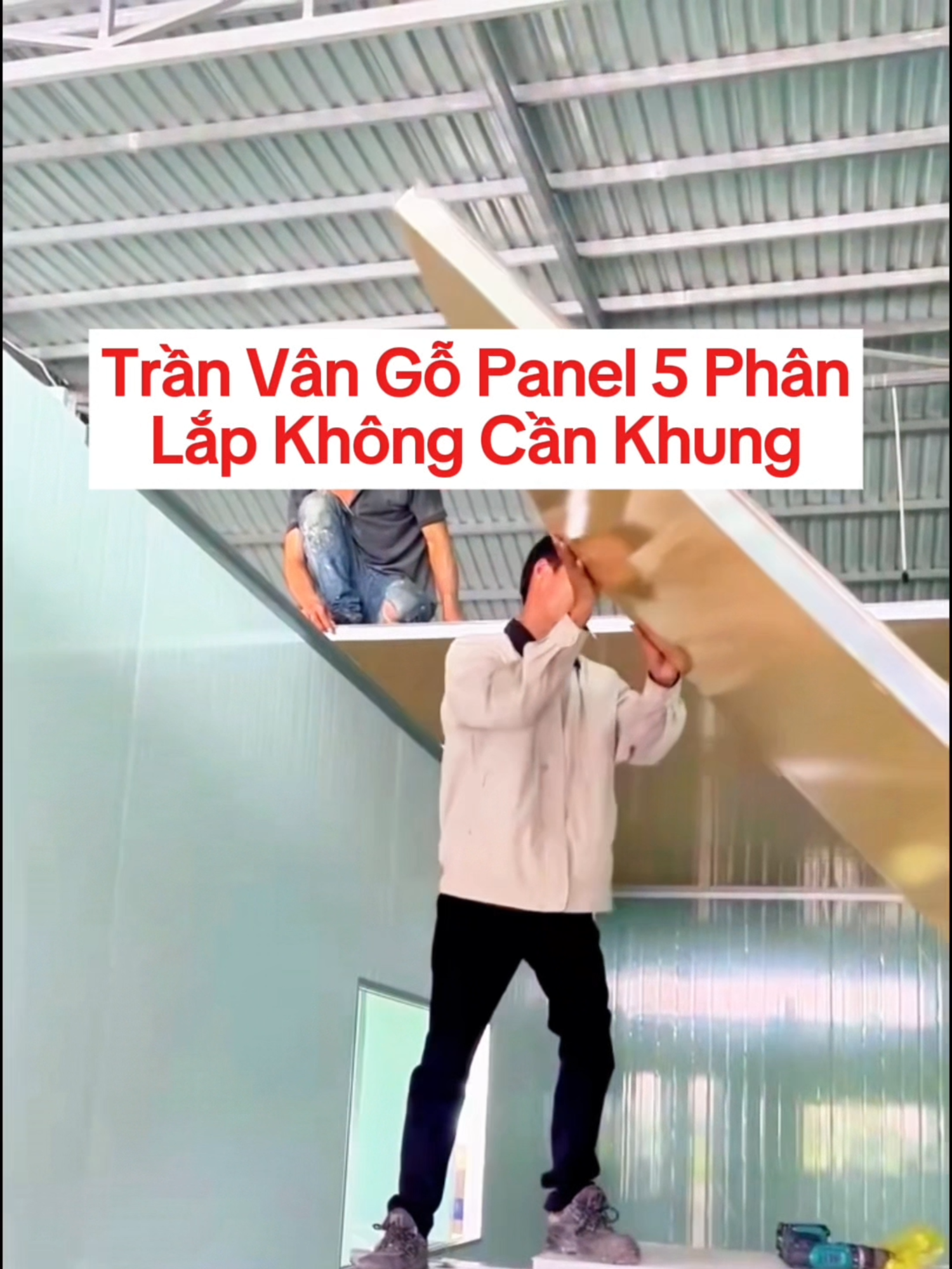 Trần Vân Gỗ Panel 5 Phân Lắp Không Cần Khung #tranpanel #paneleps #trancachnhiet #lapghep #cachnhietthinhphat