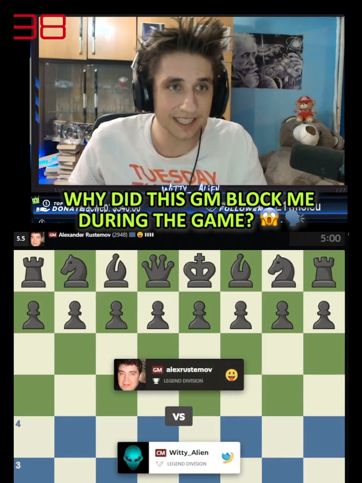 Why did this GM Block me During the Game? 😱 #foryou #fyp #chess #chesstok #chesscom #viral #funny #boardgames #rage