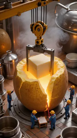 ミニチュア職人🥔🧈 今日の現場は「じゃがバター工房」！ じゃがいもを洗って、オーブンでじっくり焼き上げる🔥 ほくほくに割れた瞬間、バターを乗せる手が止まらない 溶けたバターが黄金色に輝いて、工房中に幸せの香りが広がりました #ミニチュア職人 #じゃがバター工房 #秋の味覚 #ミニチュア料理 #ジオラマ動画 