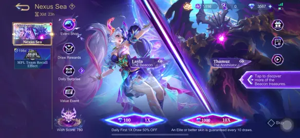 Full draw of Legend Nexus Sea Layla.. Total cost 9k dias. @Mobile Legends Philippines #mlbb #nexusealayla 