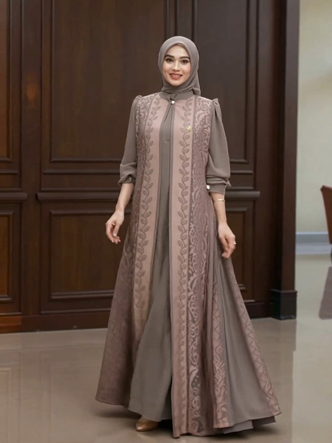 Dumma.id - One Set Pakaian Wanita Riana 1 (3in1) Brokat Chantily Mix Ceruty Babydoll Gamis Cantik #ootdfashion #trending #pakaianwanita #oneset #gamis 