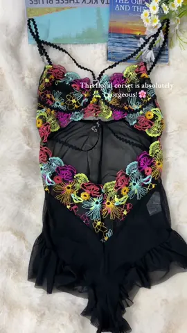This floral corset is absolutely gorgeous! 🌸 The embroidery details are so delicate and the fit is incredible 💫 #tiktokshop #fyp #plusSizeCorset #floralLingerie #sheerBodysuit #curvyFashion #bodyPositivity #intimateWear #blackFriday #cyberMonday