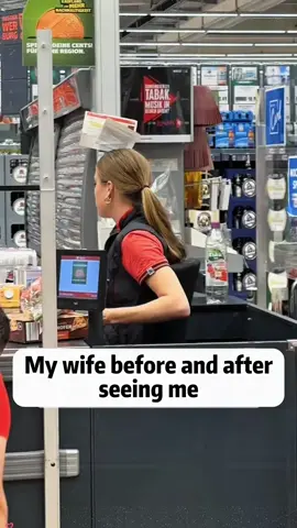 My wife before vs after seeing  me 🤣#couple #wife #foryou #husbandwife #viratiktok  