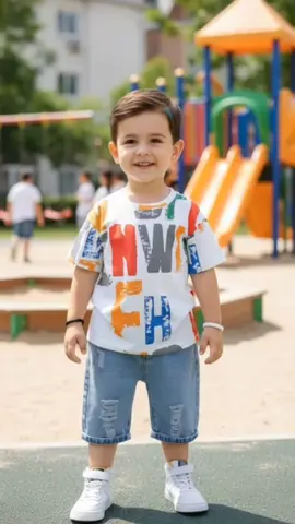 bikin anak tampil keren dimana pun nih momsky 🤍🖤#setelananakcowok #ootdanak ##setelananakcowok #kaosanak 