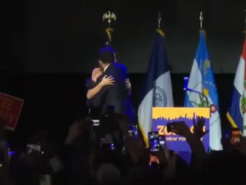 Indian-origin democratic socialist lawmaker Zohran Mamdani (@ZohranKMamdani) wraps up his victory speech. Bollywood song ‘Dhoom Machale’ being played in the background as family joins him on stage for celebrations.