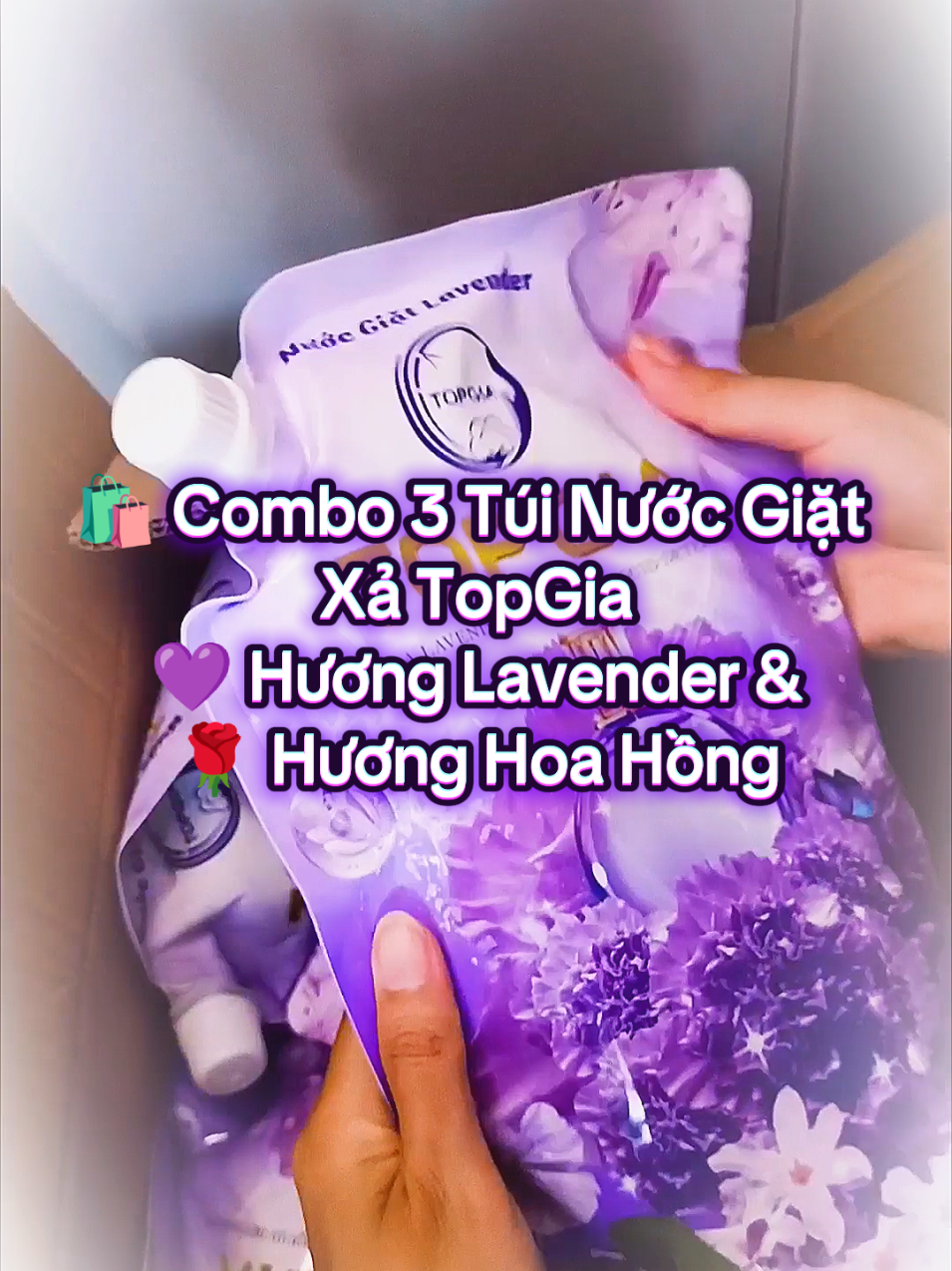 Combo 3 Túi Nước giặt xả TopGia hương Lavender, hương hoa hồng 1L - Nước giặt xả quần áo làm sạch, ngừa khuẩn, làm mềm vải và lưu hương dài lâu #nuocgiatxatopgia #tiktokshop1111 #salevuivodoi  #cuocduanhasangtao #chiendichnhasangtao 