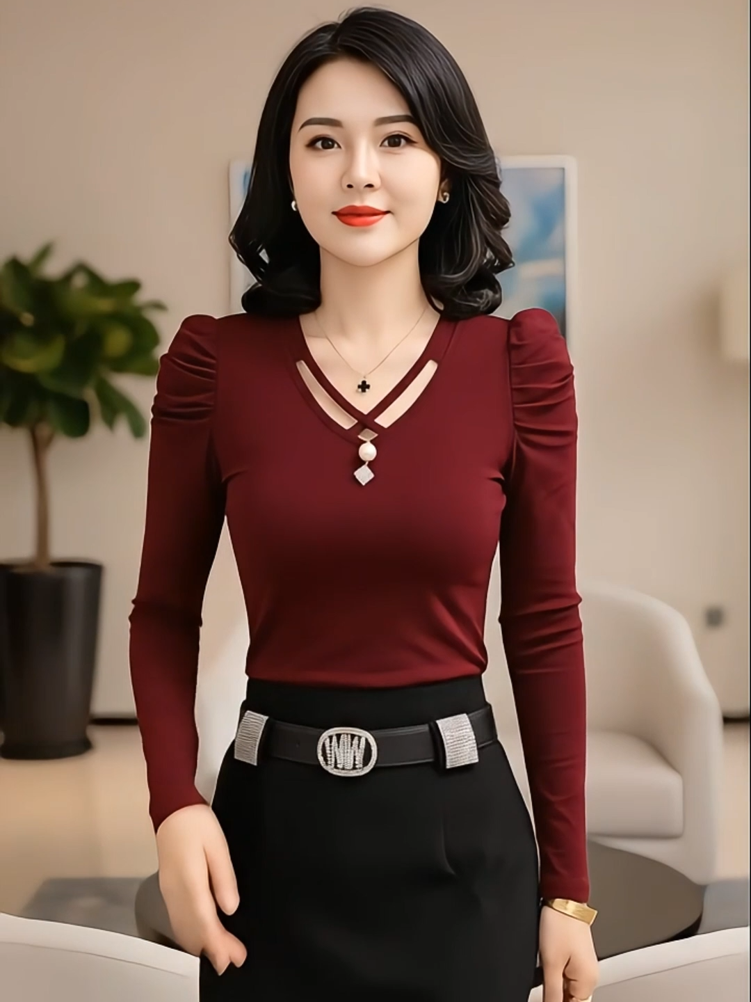 Áo cổ tim cách điệu tay bồng nhẹ nhàng #aonu #aothunnu #aoxinh