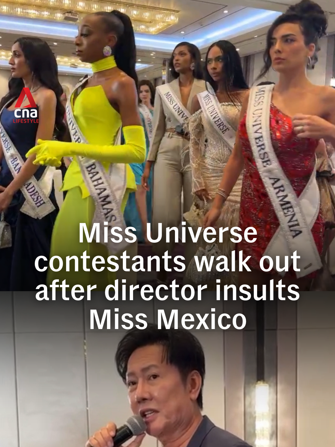 The director of Miss Universe Thailand, Nawat Itsaragrisil, has been restricted from taking part in events related to this year’s Miss Universe competition after he was seen reprimanding contestants during a livestream on Tuesday (Nov 4). He publicly called Miss Universe Mexico, Fatima Bosch, a “dumbhead” for allegedly following her country director’s advice not to post materials promoting the host country, Thailand. Following the exchange, Ms Bosch walked out of the room, prompting other contestants to leave the sashing ceremony as well.
