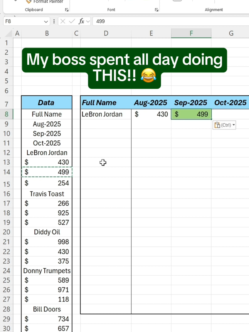 How to wrap data into a table in Excel! #excel #spreadsheet #corporate 