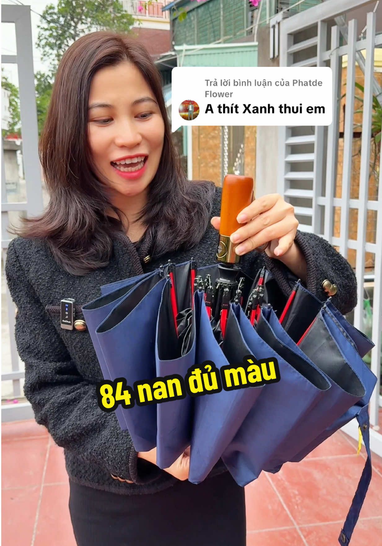 Trả lời @Phatde Flower 84 nan cán gỗ túi bao da em về đầy đủ màu rồi nha#ochemua #ochenang #ô #xuhuong 