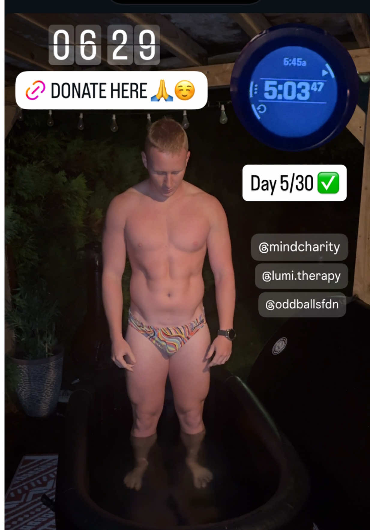 Day 5/30 ✅ 5:03 in the tub today 🥶 #30daychallenge #MentalHealth #coldwatertherapy #lumitherapy @Lumi Therapy @myoddballs 