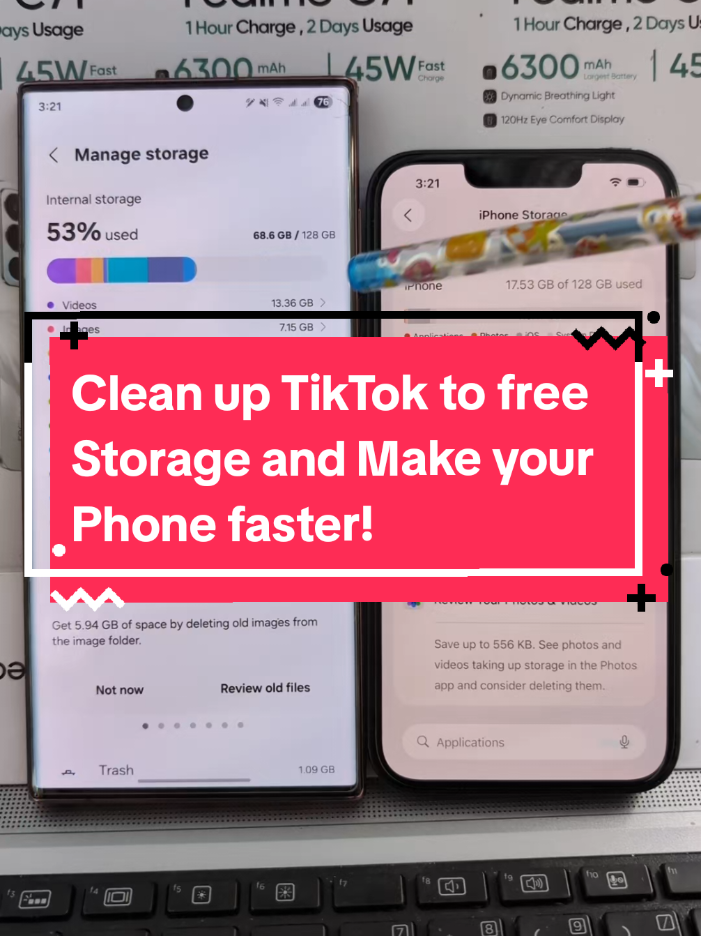 Clean up Tiktok to free Storage and Make your Phone faster! Open TikTok, tap search, type a dot, open View your watch history, Select All, delete. done. much space did you free? #phonehacks #android #iphone #tipsandtricks 