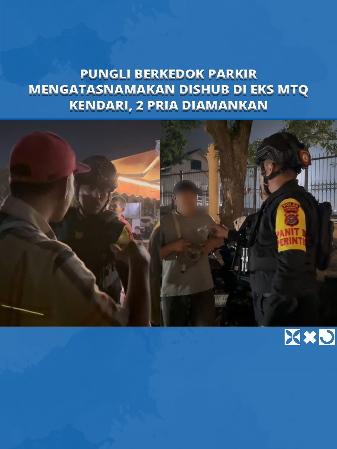 Pungli Berkedok Parkir di Eks MTQ Kendari, 2 Pria Diduga Preman Diamankan Tim Perintis Polda Sultra TRIBUNNEWSSULTRA.COM, KENDARI - Kepolisian Daerah Sulawesi Tenggara (Polda Sultra) melalui Tim Perintis Presisi Ditsamapta mengamankan dua pria inisial AA dan FR. Kedua pria diduga preman meresahkan pedagang Usaha Mikro Kecil Menengah (UMKM) di Kawasan Eks MTQ Kendari ini diamankan, Selasa (4/11/2025). Dantim Perintis Ditsamapta Polda Sultra, Bripka Boy Sagita, mengatakan penangkapan bermula dari laporan masyarakat melalui Direct Message (DM) Instagram di akun media sosial milik Tim Perintis. #pungutanliar #parkirliar #dishub #kendari #preman #eksmtq #tribunnewssultra #ditangkappolisi Program: Tribun Update Video Editor: Wa Ode Ria Ika Hasana Sumber: Sugi Hartono Uploader: