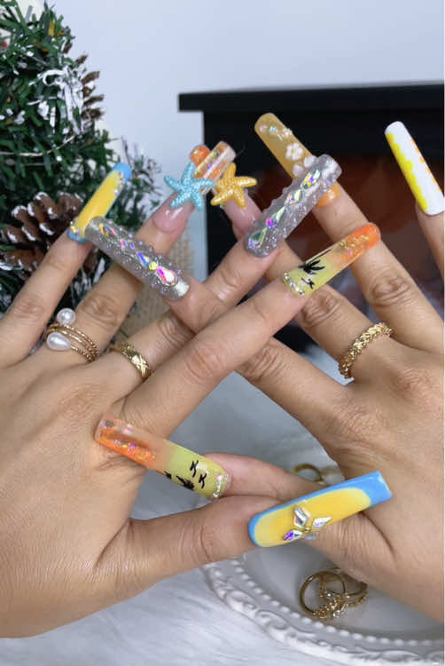 Beach vibes only 🌴✨ These nails are made for sunshine, sand, and salty air.#nailsinspo #fypシ #nailstech #pressonnails #zencavenails 