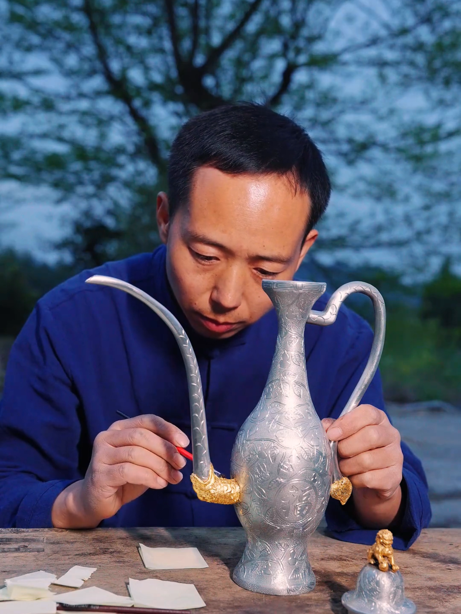 Turning an Antique Teapot into a Wine Pot : The Ancient Craft of Yongkang Tin Carving #teapot #craft  In the heart of Yongkang, a craftsman revives an art that has survived over a thousand years — the Tin Carving Craft (永康锡雕), once called “Da Lie.” Through thousands of strikes and hours of polishing, an ancient teapot transforms into a wine pot, blending strength with elegance.  Every hammer strike tells a story — of patience, time, and love for tradition.  Whispering Roots celebrates these silent masters who keep heritage alive, one creation at a time.  ——— 🎥 Featuring: Yongkang Tin Carving Artisans 🕯 Traditional Metalcraft · Intangible Cultural Heritage of China  #YongkangTinCarving #ChineseCrafts #TraditionalArt #IntangibleHeritage #MetalArt #Handmade #Craftsmanship #HeritageCraft #ArtisanLife #CulturalHeritage #WhisperingRoots