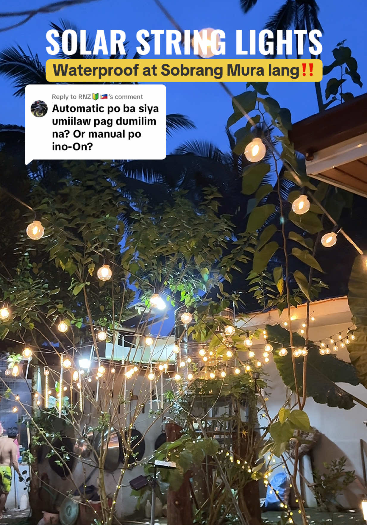 Replying to @RNZ🔰🇵🇭 ang aesthetic at Sobrang mura lang solar string lights perfect ilagay sa garden dahil waterproof na #solarlights #solarstringlights #stringlights #gardenlights #ledlights 
