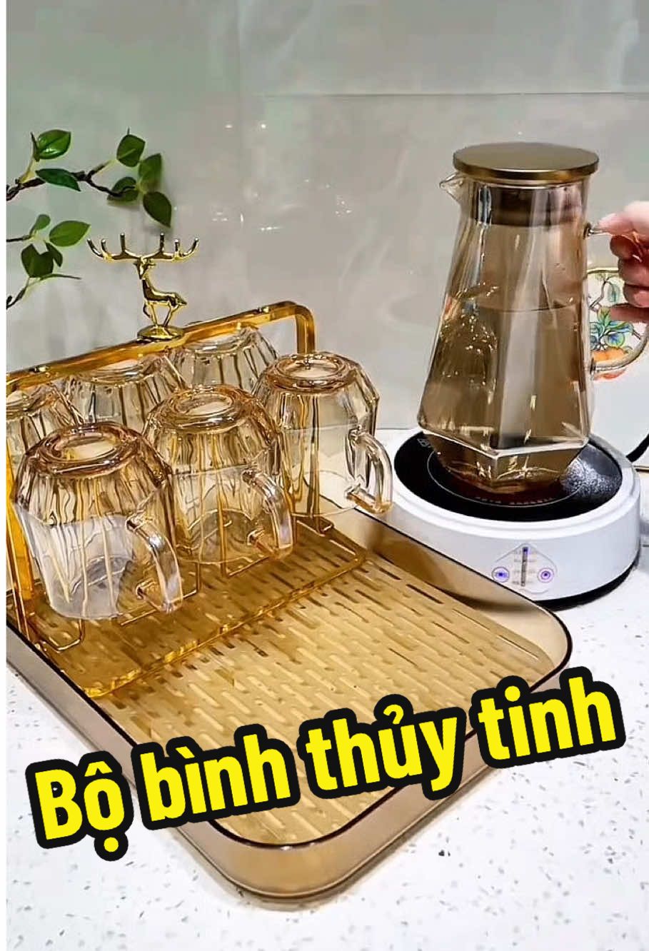 Bộ bình cốc thủy tinh đẹp và sang trọng dung tích 1600ml #bolycocthuytinh #binhthuytinh #bolythuytinh #tiemcuachang #giadungtienich 