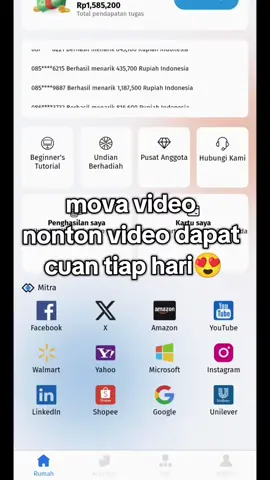 mova video,cuma nonton video dapat bayaran loh😍🥳#movavideo #mova #cuanonline #lewatberanda #fyp 